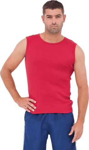 athletic man wearing red tank top on transparent background - Download Free Stock Videos Pikwizard.com