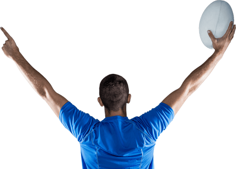 celebrating rugby player holding ball on transparent background - Download Free Stock Videos Pikwizard.com