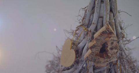 Rustic Christmas Tree with Handmade Decorative Ornaments - Download Free Stock Images Pikwizard.com