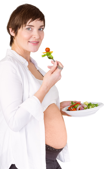 Smiling Pregnant Woman Eating Healthy Salad with Joy – Transparent Background - Download Free Stock Videos Pikwizard.com