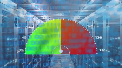 Digital Speed Meter Overlay in High Tech Server Room
