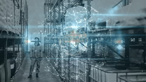 Warehouse Worker Monitoring Global Logistics Network