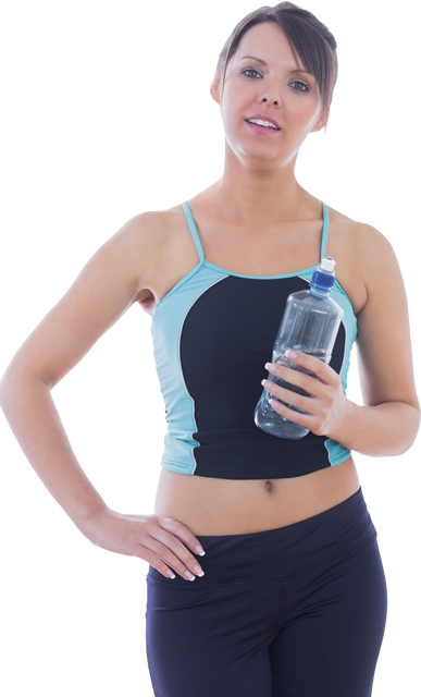 Transparent background of athletic woman holding water bottle in workout attire - Download Free Stock Videos Pikwizard.com