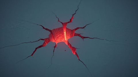 Glowing stone fissure with bright molten core