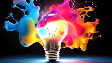 Creative Light Bulb with Vibrant Paint Splashes