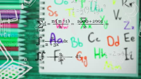 Animated Digital Chalkboard with Mathematical Formulas