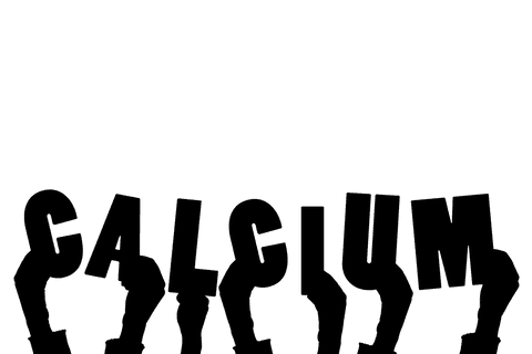 Calcium text held by hands silhouette on transparent basis