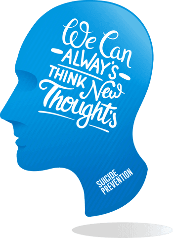 Transparent profile silhouette with inspirational mental health message