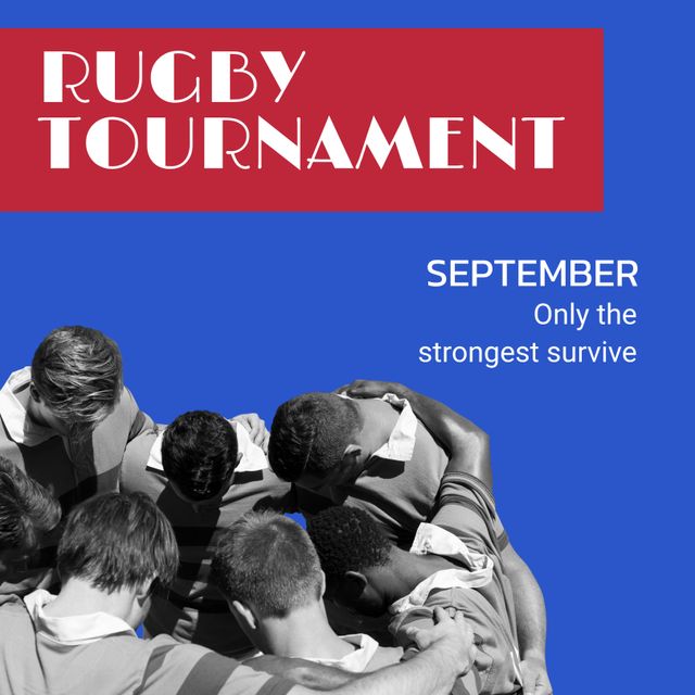 Diverse Male Rugby Team in Huddle Promoting Tournament - Download Free Stock Templates Pikwizard.com