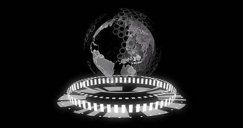 Futuristic data processing globe in digital network