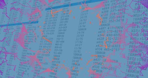 Glitched code screen with error messages presents cybersecurity concept