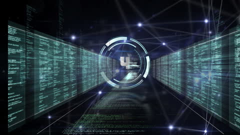 Futuristic Digital Data Interface in Abstract Space