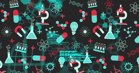 Seamless Medical and Scientific Icons Pattern Background