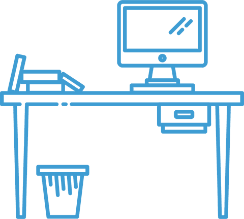 Transparent Digital Illustration of Blue Office Desk Setup - Download Free Stock Videos Pikwizard.com