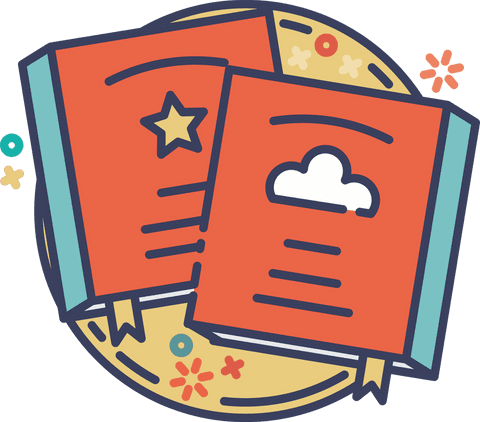 Colorful Red Books Illustration with Icons on Transparent Background - Download Free Stock Videos Pikwizard.com