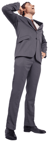 transparent surprised businessman looking up in grey suit - Download Free Stock Videos Pikwizard.com