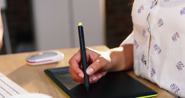 Person Using Stylus on Digital Drawing Tablet in Office - Download Free Stock Images Pikwizard.com