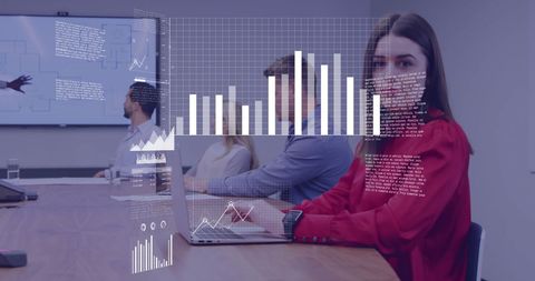 Digital data processing presentation in business meeting