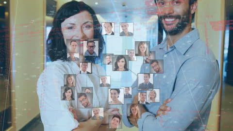 Animated Digital Network of Diverse Business Professionals