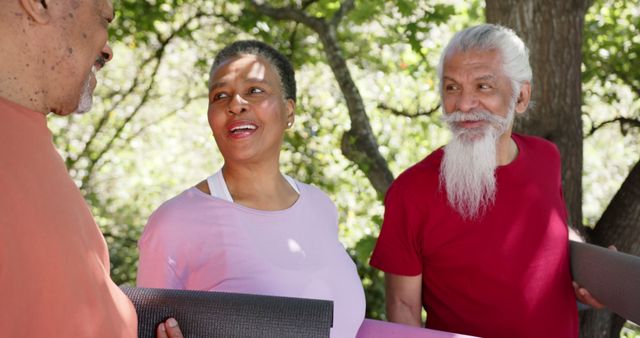 Diverse Senior Friends Enjoying Outdoor Yoga Conversation - Download Free Stock Images Pikwizard.com