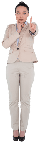 Businesswoman Hand On Face Pointing Over Transparent Background