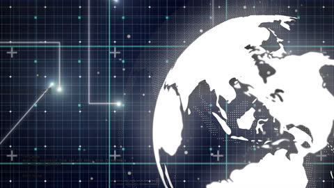 Digital Globe with Gridlines on Futuristic Navy Background