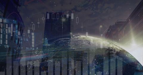 Global Financial Market Trends at Night with Digital Graphs - Download Free Stock Images Pikwizard.com