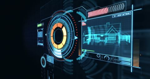 Futuristic Interface with House Blueprint and Circular Design - Download Free Stock Images Pikwizard.com