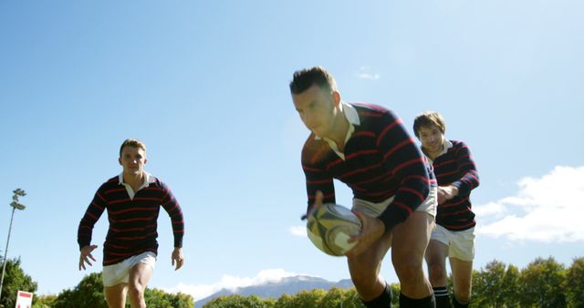 Men Playing Rugby on Sunny Day in Yard - Download Free Stock Images Pikwizard.com