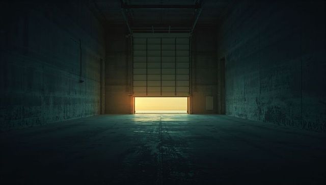 Golden Light Streaming Through Partially Open Loading Dock Door