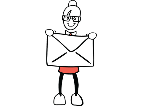 happy female figure with envelope on transparent background - Download Free Stock Videos Pikwizard.com