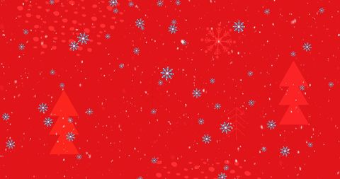 Snowflakes falling on red christmas background
