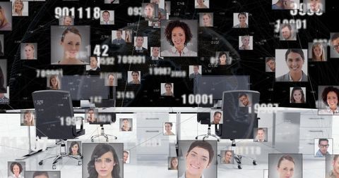 Digital profiles networking in futuristic office