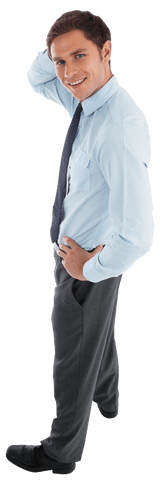 Smiling Caucasian Businessman Posing Confidently on Transparent Background