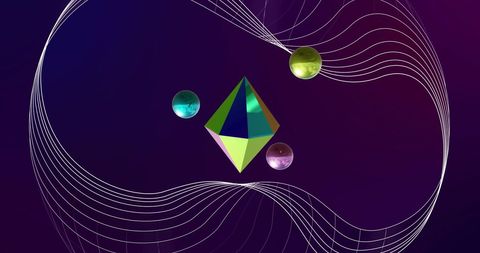 Abstract Network with Metallic Spheres and Geometric Diamond - Download Free Stock Images Pikwizard.com