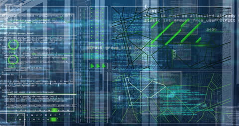 Futuristic Digital Coding and Network Interface with Cyber Patterns