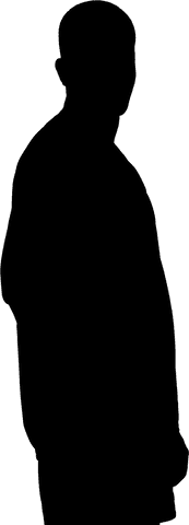 Digital silhouette of short-haired man on transparent background