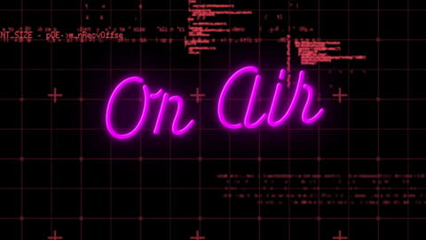 Neon Sign 'On Air' Text With Digital Grid Background