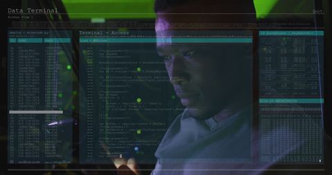 African American IT Engineer Analyzing Data on Terminal Screens - Download Free Stock Images Pikwizard.com