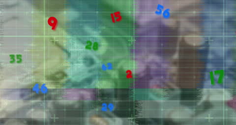 Abstract Animation of Floating Numbers Over Network Grid