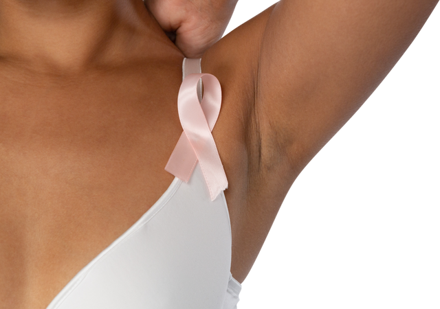 Close-up of Woman Wearing Pink Ribbon for Breast Cancer Awareness in Transparent Background - Download Free Stock Videos Pikwizard.com