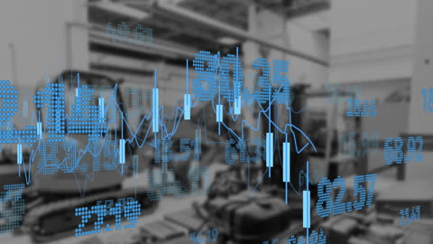 Abstract Financial Data Processing with City Backdrop