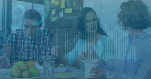 Diverse Team Sharing Ideas with Data Visualization Overlay