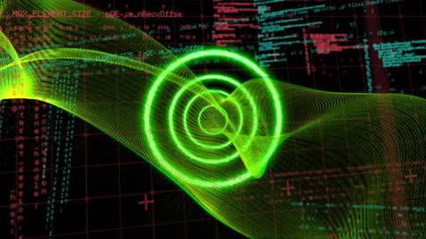 Dynamic Neon Waves Over Digital Data Visualization