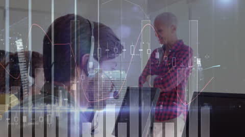 Diverse Business Team Analyzing Data with Virtual Interface