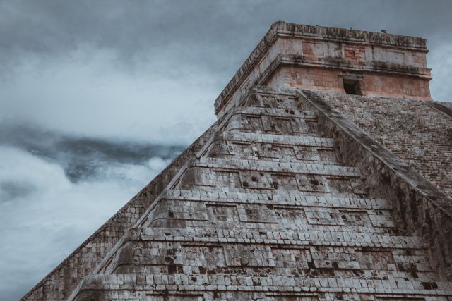 Ancient Ruins of Mayan Pyramid Under Moody Sky - Download Free Stock Photos Pikwizard.com