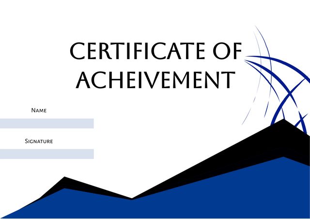 Minimalist Certificate of Achievement Design with Blue and Black Accents - Download Free Stock Templates Pikwizard.com