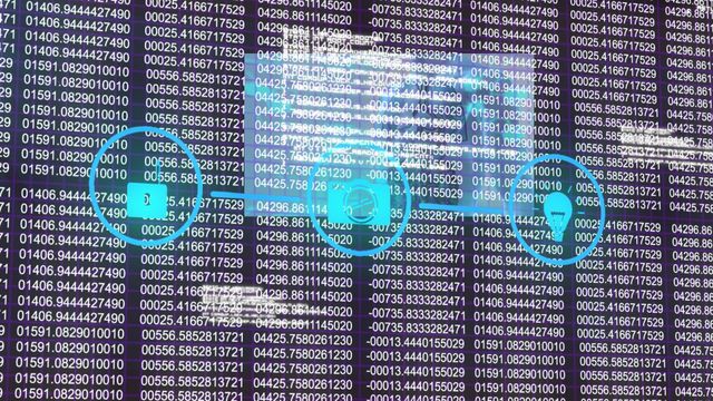 Purple-hued binary code layered over a visual representation of a futuristic truck, symbolizing data flow and technological advancement. Ideal for use in articles, presentations, and educational materials on data logistics, digital transport, cyber technology, and information systems.