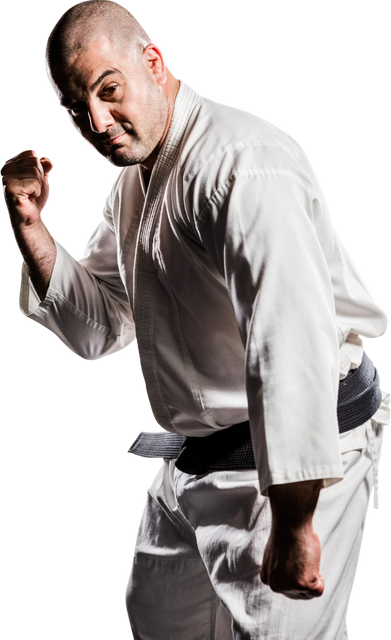 Transparent Karate Fighter Striking Power Pose in Uniform - Download Free Stock Videos Pikwizard.com