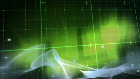 High-Tech Green Digital Waves on Screen